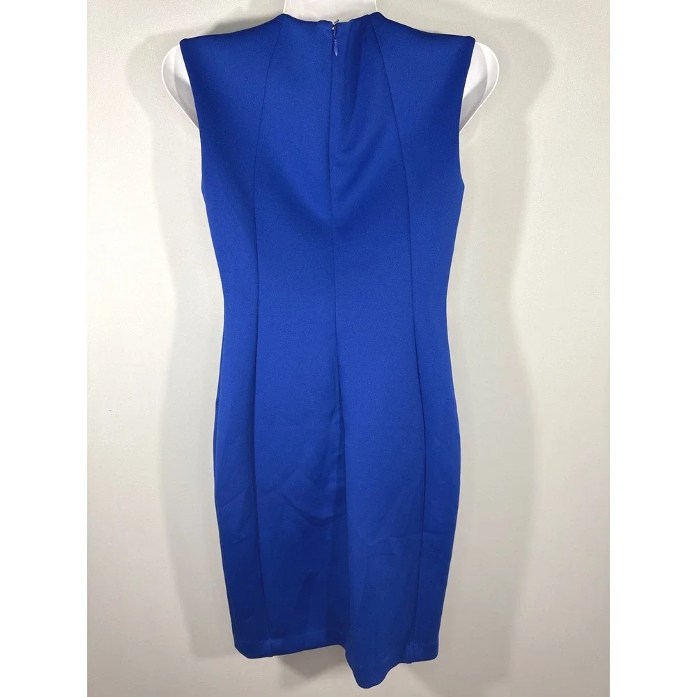 Calvin Klein Womens Royal Blue Grommet Neck Sleeveless Sheath Dress Size‎ 2